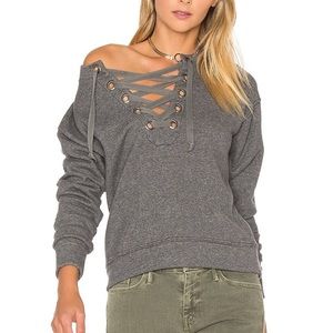 MOTHER The Tie Up Easy Sweatshirt Gray 0678
